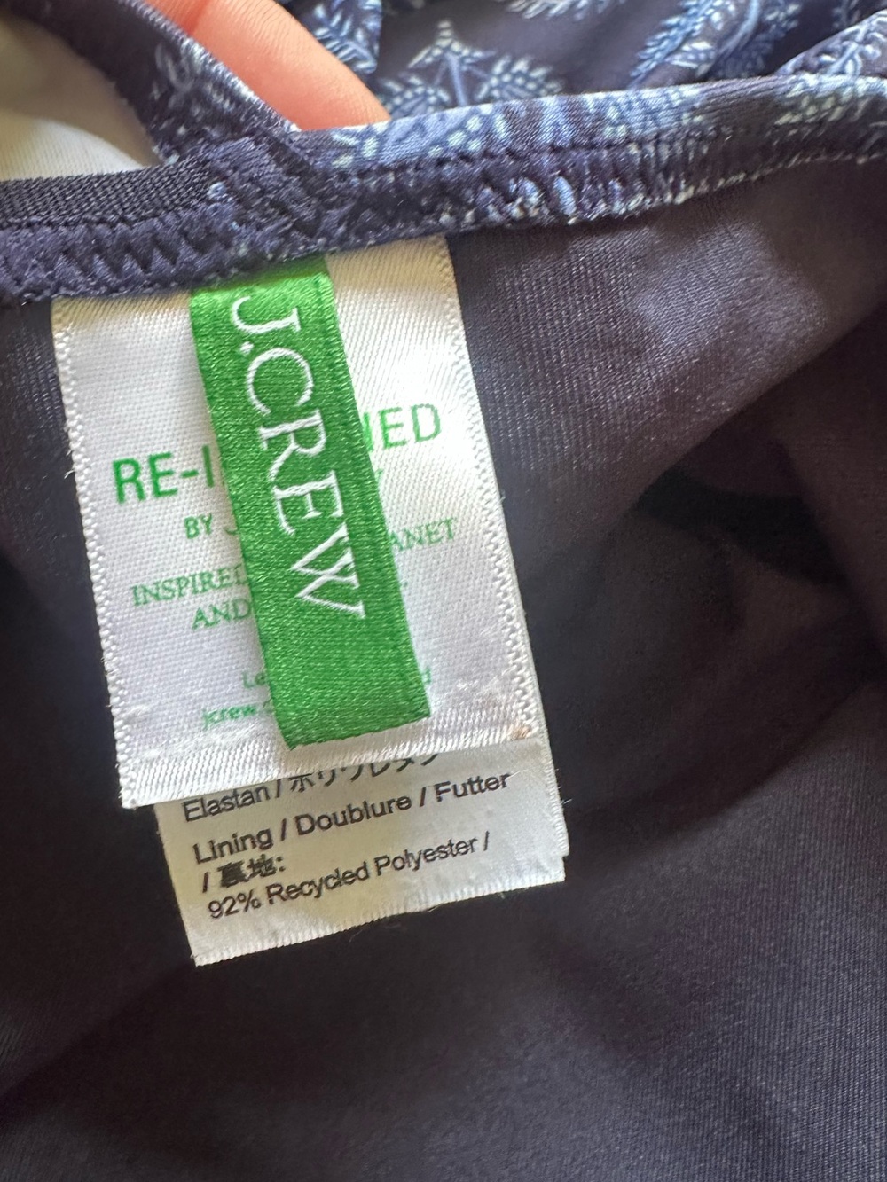 J. Crew Navy Blue Patterned One-Shoulder Swimsuit - Picture 2 of 7